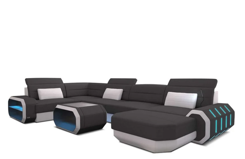 Wohnlandschaft Roma U-Form aus Stoff