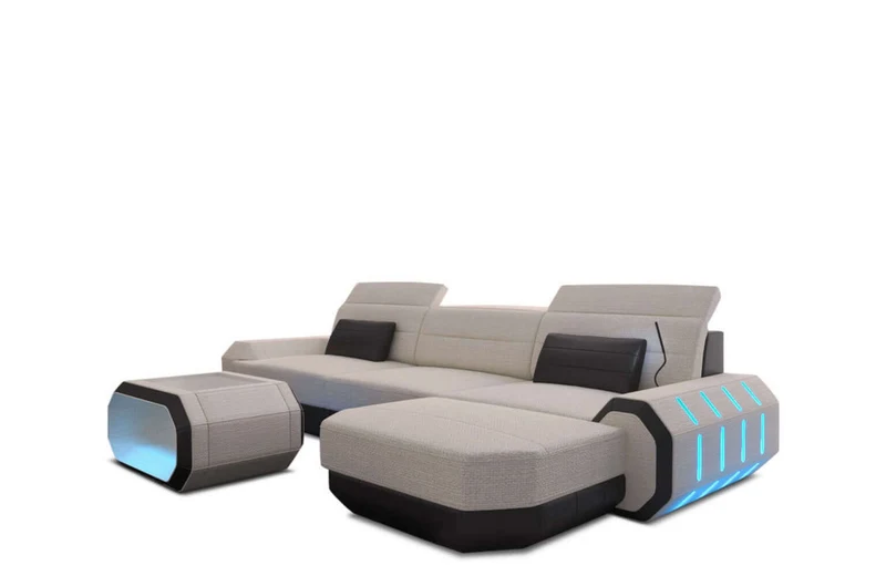 Couch Roma L-Form in Stoff