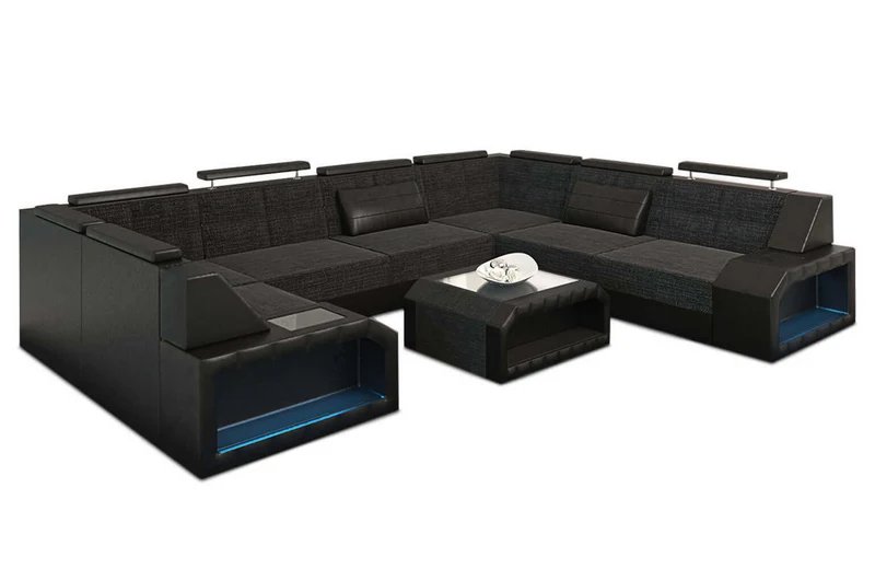 Wohnlandschaft Pesaro U-Form aus Stoff
