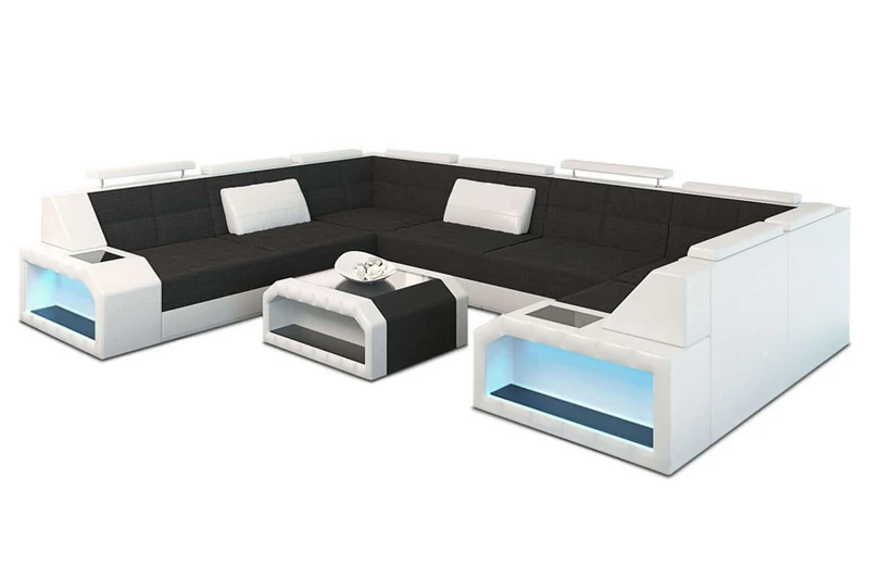 Wohnlandschaft Pesaro U-Form aus Stoff