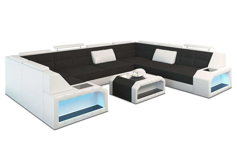 Wohnlandschaft Pesaro U-Form aus Stoff