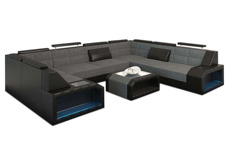 Wohnlandschaft Pesaro U-Form aus Stoff