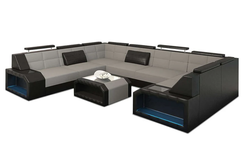 Wohnlandschaft Pesaro U-Form aus Stoff