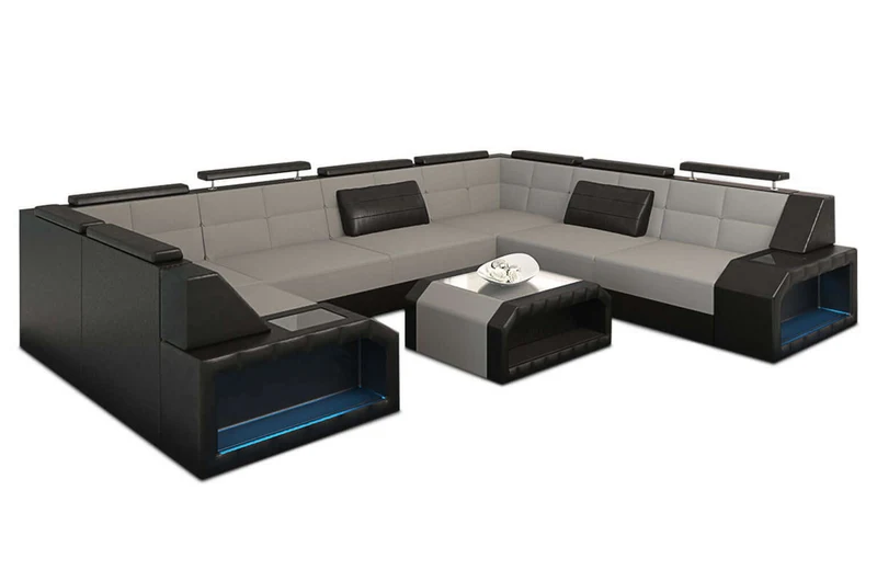 Wohnlandschaft Pesaro U-Form aus Stoff