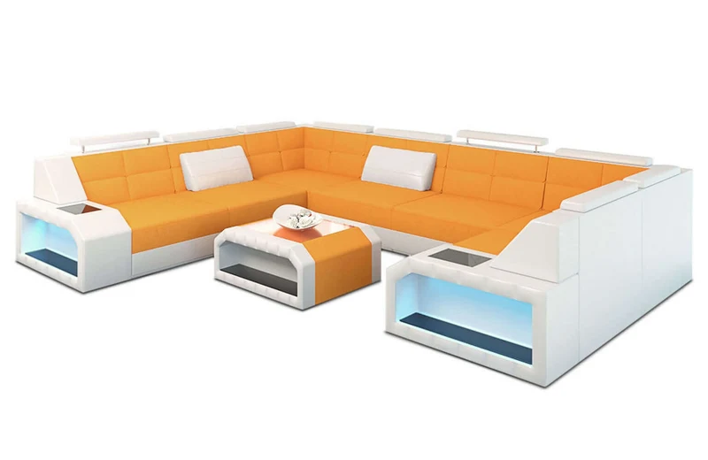Wohnlandschaft Pesaro U-Form aus Stoff
