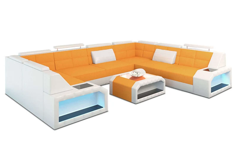 Wohnlandschaft Pesaro U-Form aus Stoff