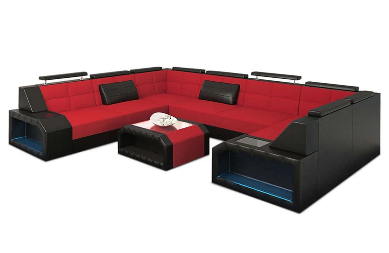 Wohnlandschaft Pesaro U-Form aus Stoff