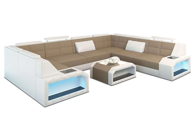 Wohnlandschaft Pesaro U-Form aus Stoff