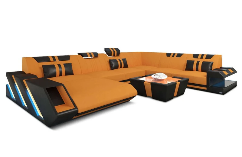 XXL Stoff Wohnlandschaft Apollonia U-Form