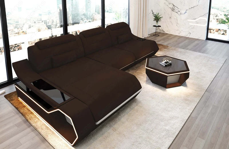 Couch Toscano L-Form in Stoff