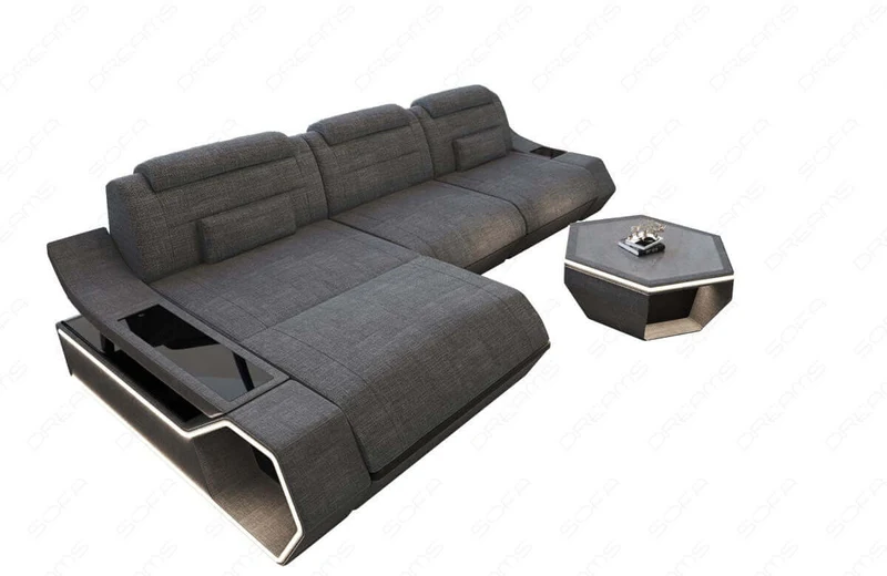 Couch Toscano L-Form in Stoff