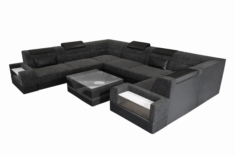 Wohnlandschaft Trivento U-Form aus Stoff