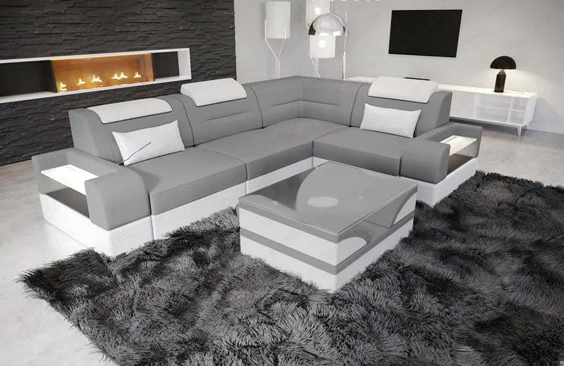 Couch Trivento L-Form in Stoff Kurz