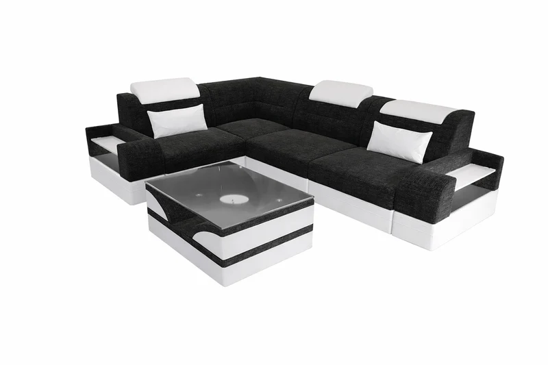 Couch Trivento L-Form in Stoff Kurz
