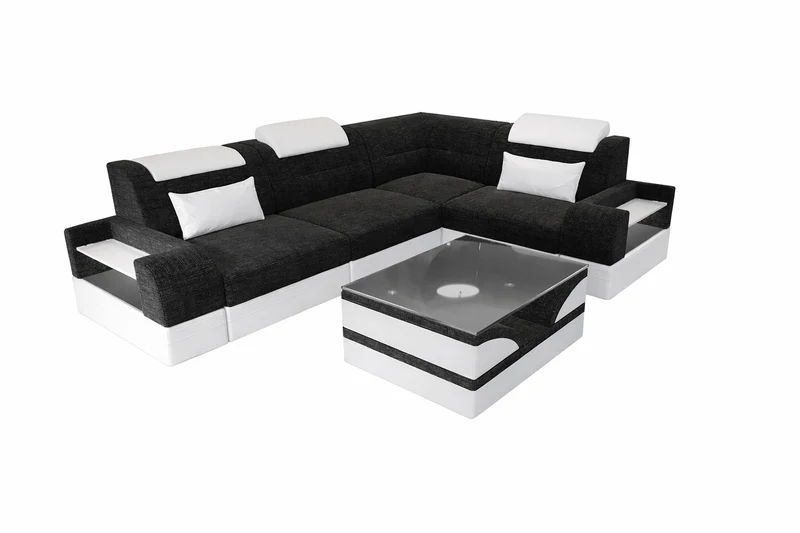 Couch Trivento L-Form in Stoff Kurz