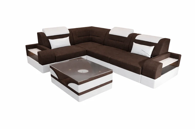 Couch Trivento L-Form in Stoff Kurz