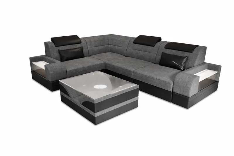 Couch Trivento L-Form in Stoff Kurz