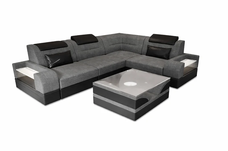 Couch Trivento L-Form in Stoff Kurz