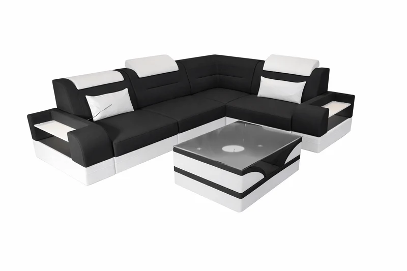 Couch Trivento L-Form in Stoff Kurz