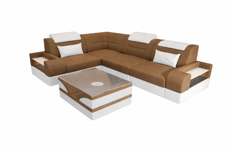 Couch Trivento L-Form in Stoff Kurz