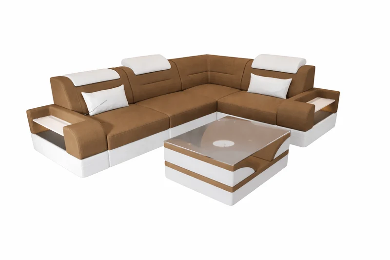 Couch Trivento L-Form in Stoff Kurz