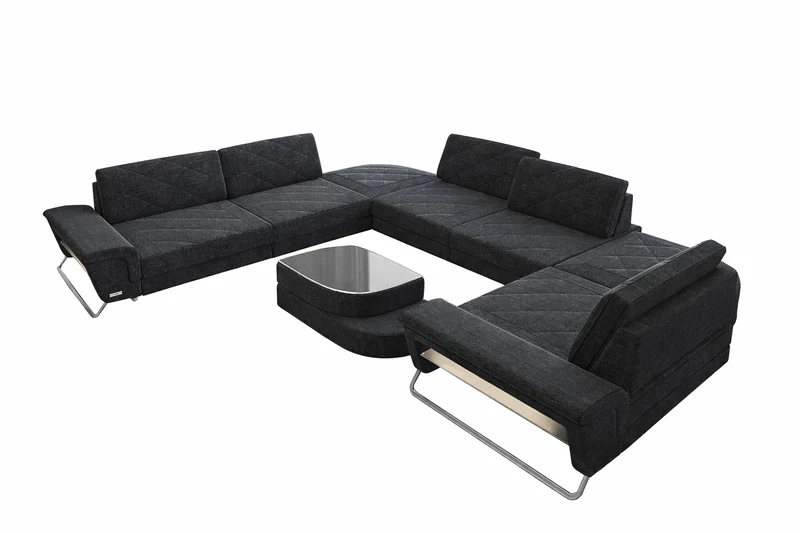 Wohnlandschaft Rotello U-Form aus Stoff