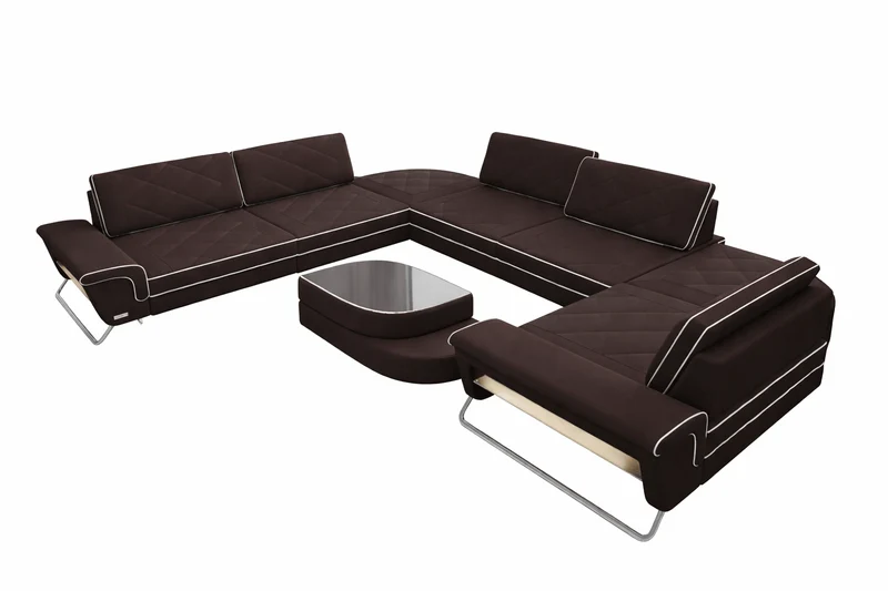 Wohnlandschaft Rotello U-Form aus Stoff