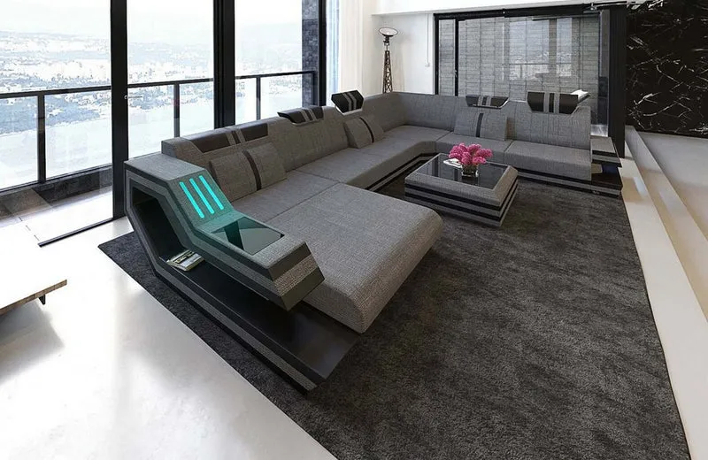 XXL Stoff Wohnlandschaft Ravenna U-Form