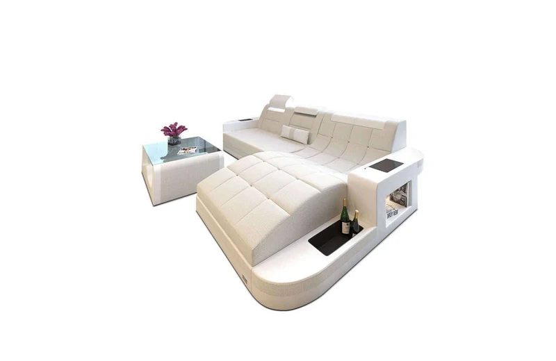 Couch Wave L-Form in Stoff