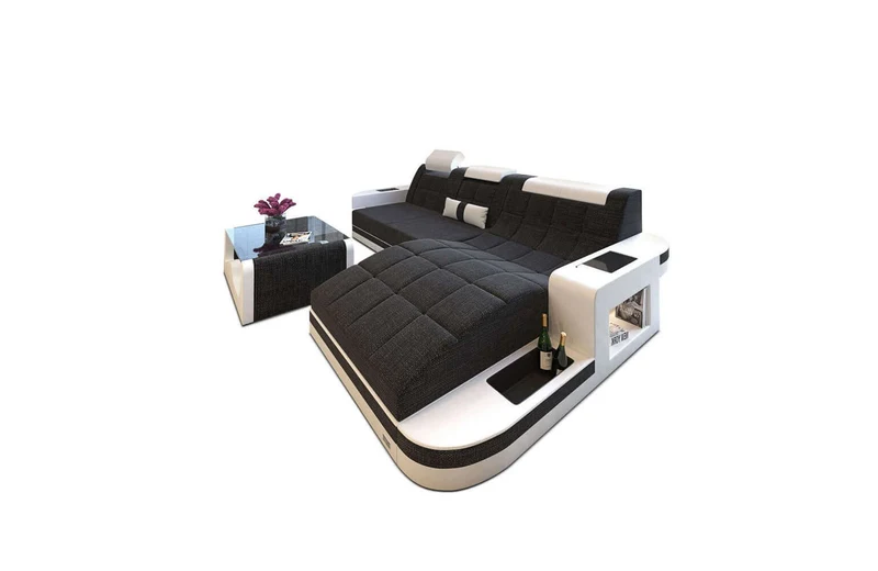 Couch Wave L-Form in Stoff