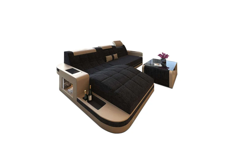 Couch Wave L-Form in Stoff