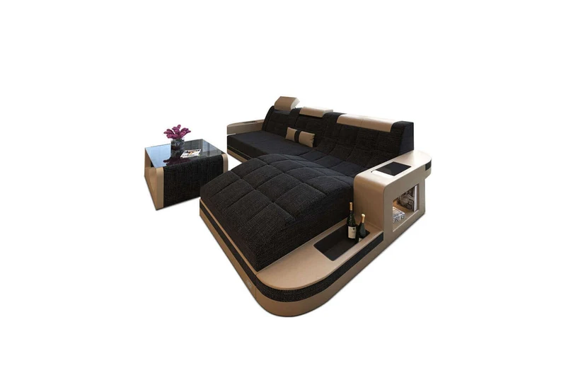 Couch Wave L-Form in Stoff