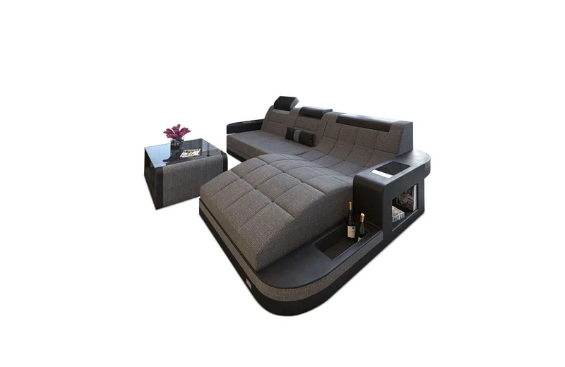 Couch Wave L-Form in Stoff