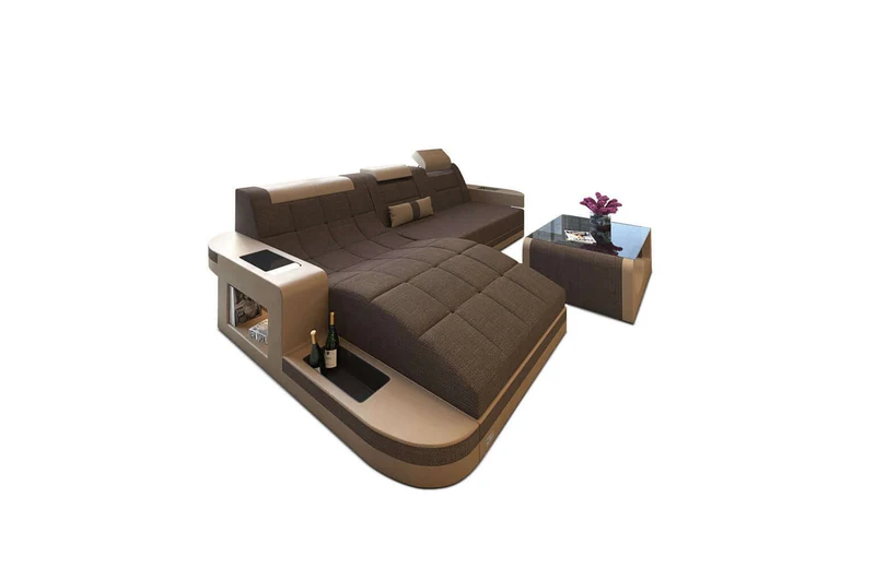 Couch Wave L-Form in Stoff