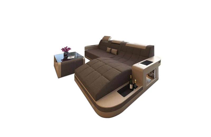 Couch Wave L-Form in Stoff