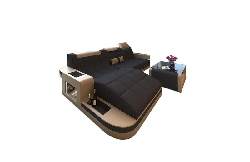 Couch Wave L-Form in Stoff