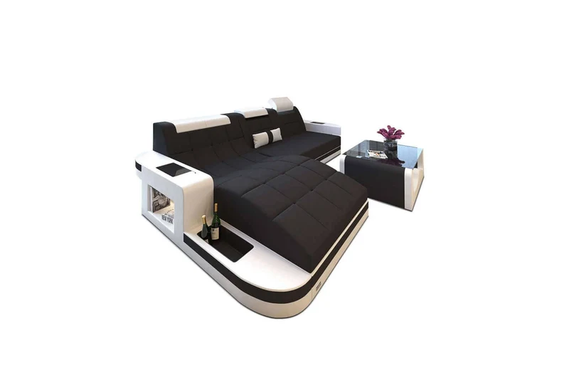 Couch Wave L-Form in Stoff