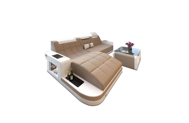Couch Wave L-Form in Stoff
