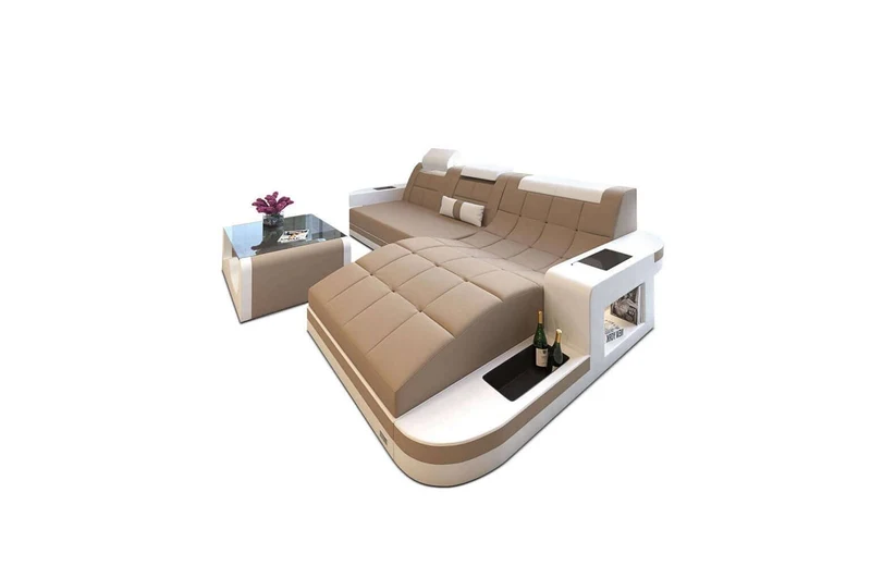 Couch Wave L-Form in Stoff