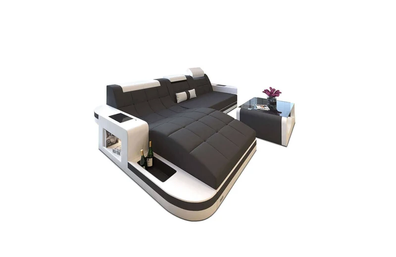 Couch Wave L-Form in Stoff