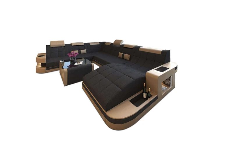 Wohnlandschaft Wave XXL U-Form in Stoff