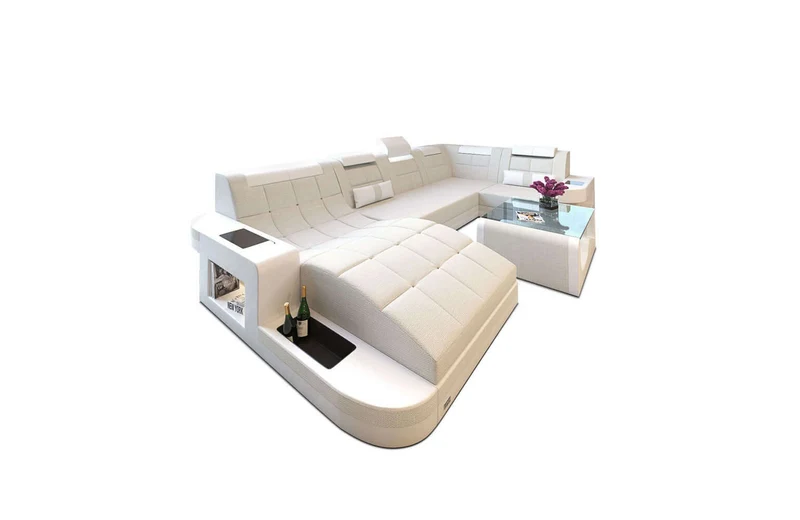 Stoff Wohnlandschaft Wave U-Form