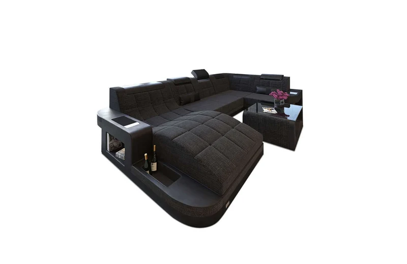 Stoff Wohnlandschaft Wave U-Form