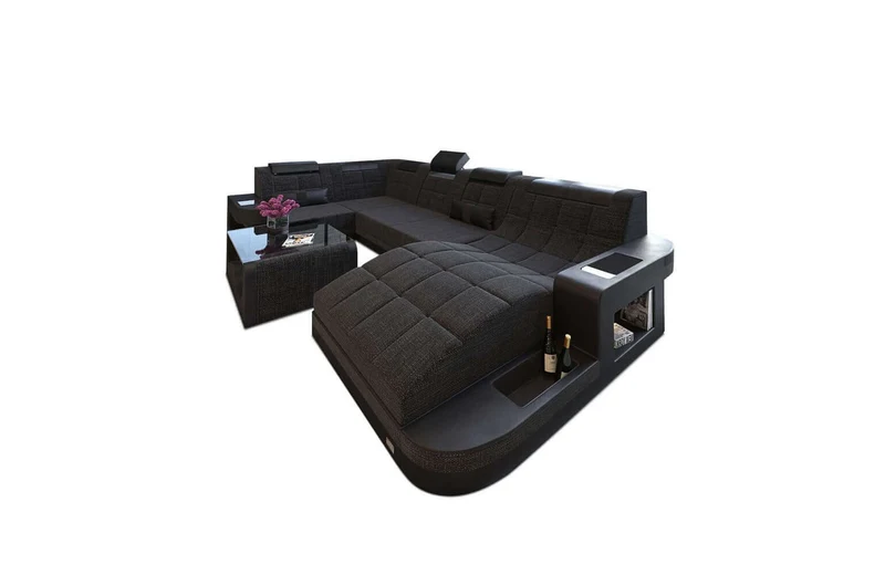 Stoff Wohnlandschaft Wave U-Form