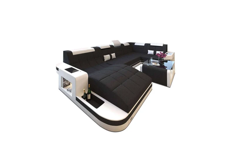 Stoff Wohnlandschaft Wave U-Form