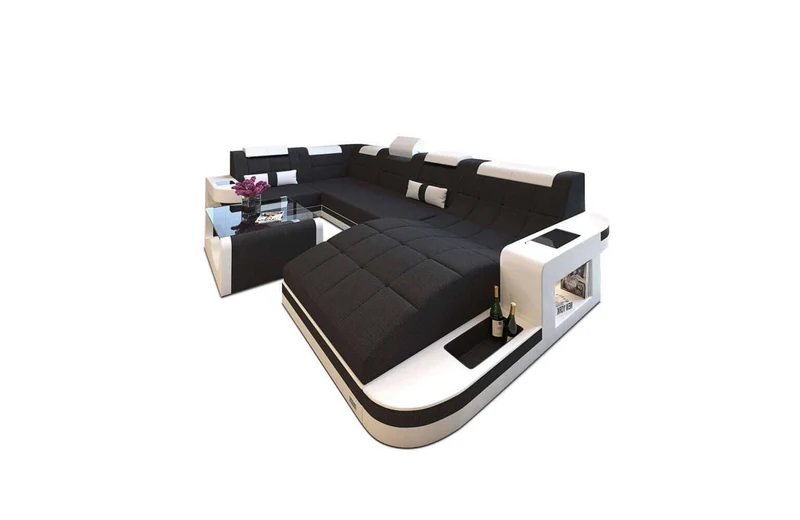 Stoff Wohnlandschaft Wave U-Form