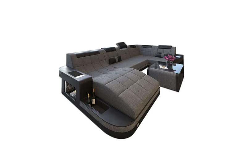 Stoff Wohnlandschaft Wave U-Form