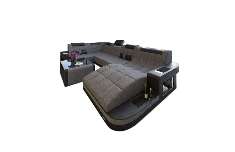 Stoff Wohnlandschaft Wave U-Form