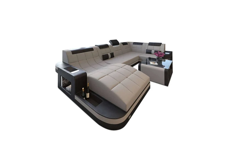 Stoff Wohnlandschaft Wave U-Form
