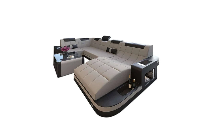 Stoff Wohnlandschaft Wave U-Form